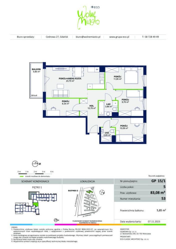 5 pokoi | Wolne Miasto, Etap VII, mieszkanie 53: zdjęcie 93286145