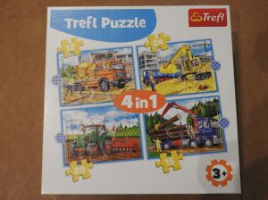 puzzle Trefl, 4 w 1 (pojazdy budowlane i inne) 3+