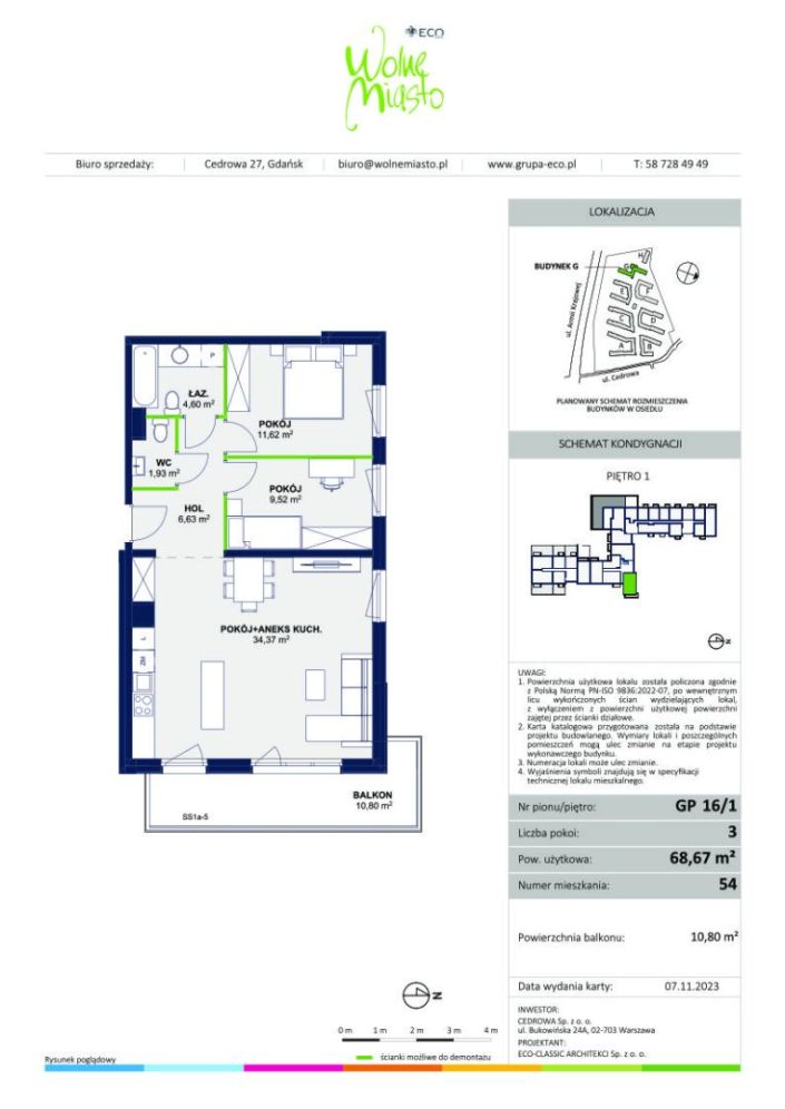 3 pokoje | Wolne Miasto, Etap VII, mieszkanie 54: zdjęcie 93328081