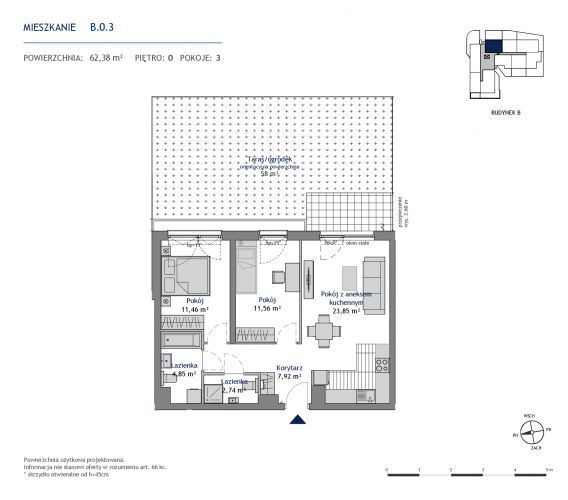 Linea - Gdańsk, al. Pawła Adamowicza - 62.38 m2: zdjęcie 94310901