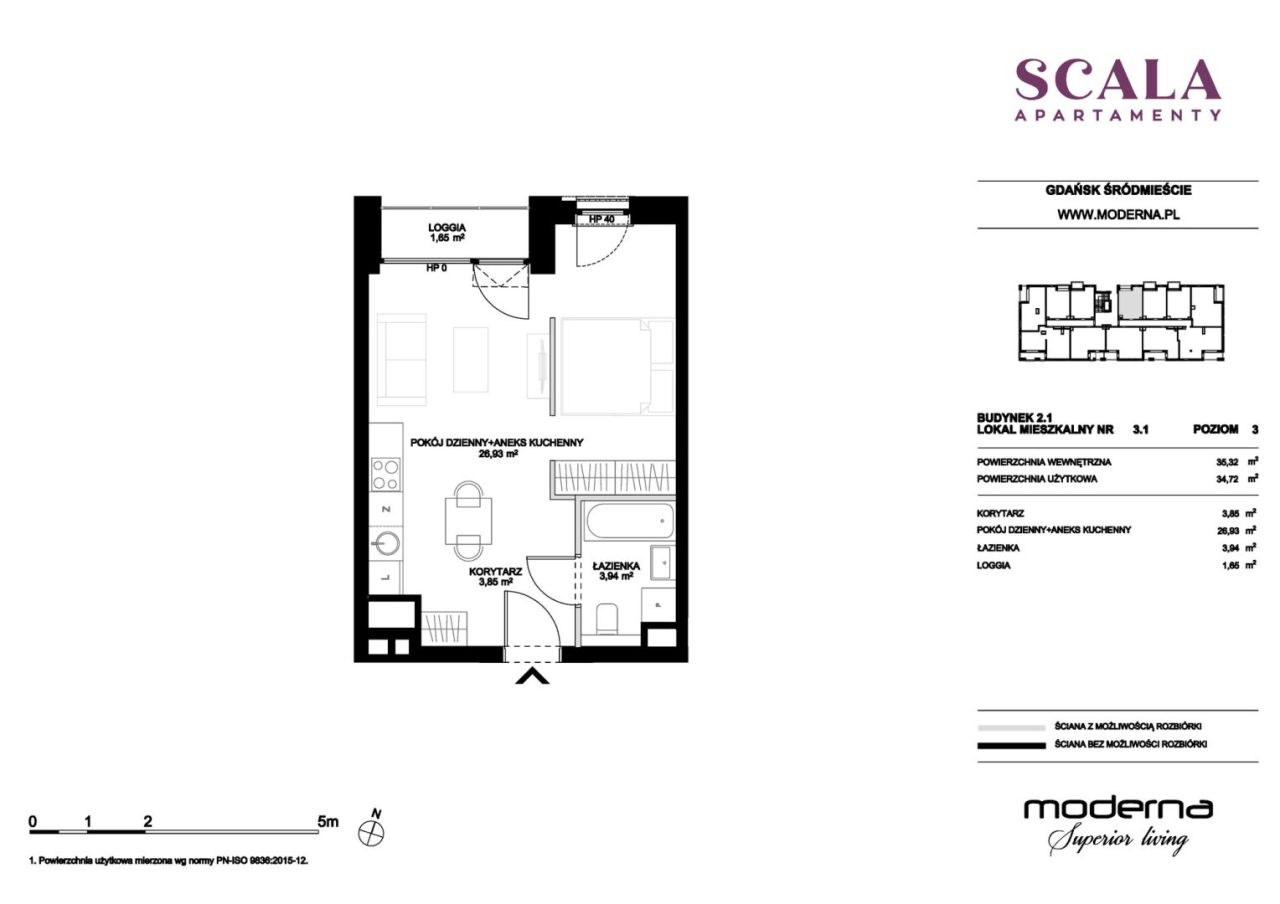 Apartament 1 pokój - kawalerka || Scala Gdańsk Śródmieście ul. Łąkowa: zdjęcie 93449091