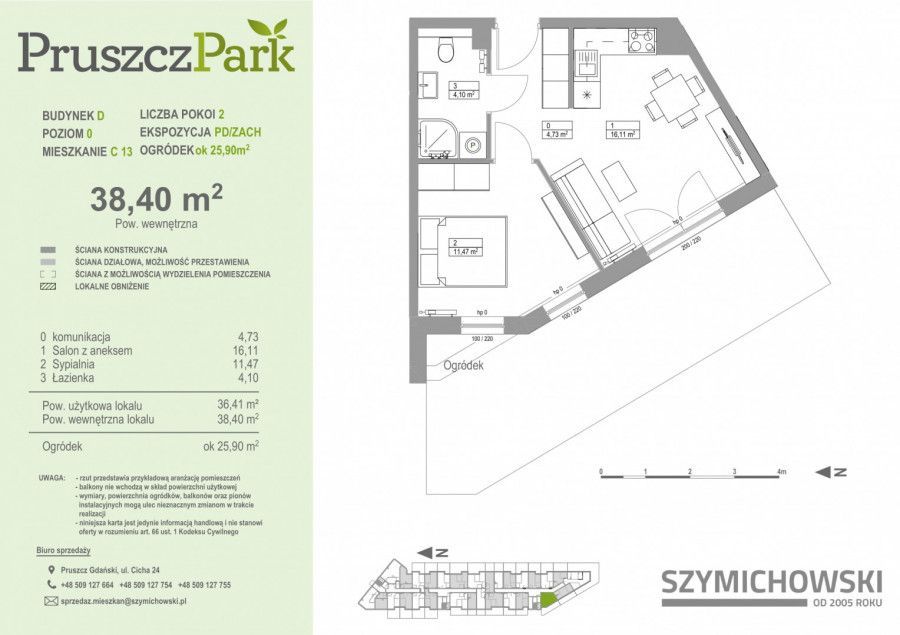 Pruszcz Park D - C.13 mieszkanie 2-pokojowe na parterze, południowe: zdjęcie 93463420