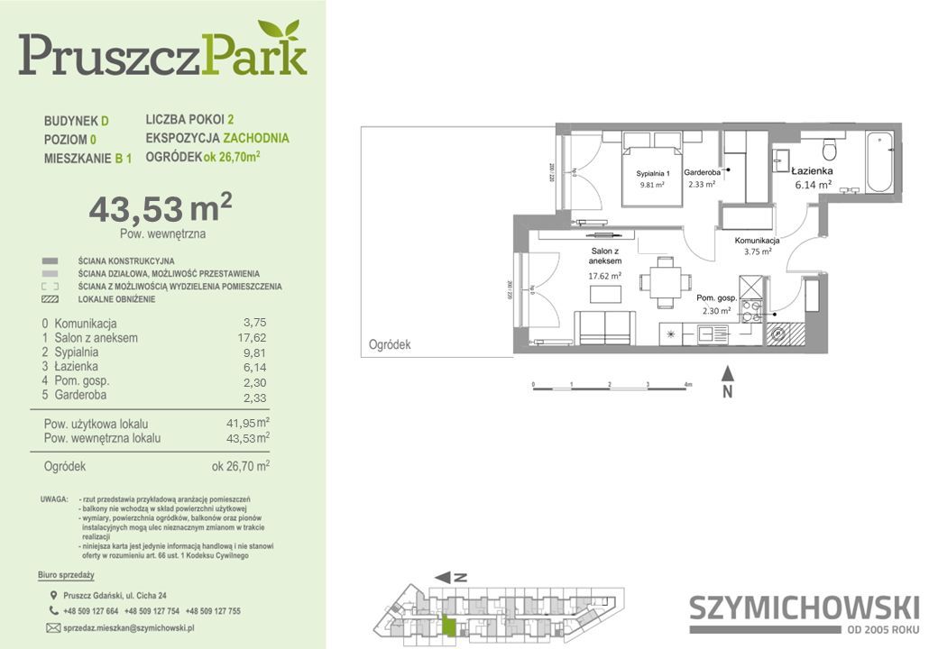 Pruszcz Park B.1 mieszkanie 2-pok na parterze z ogródkiem: zdjęcie 94059616