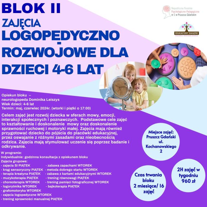 BLOK II Zajęcia logopedyczno-rozwojowe dla dzieci 4-6 lat