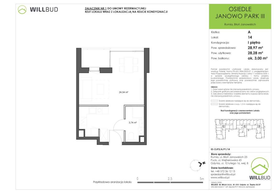 Nowe mieszkanie z balkonem (28,97 m2) - Osiedle Janowo Park III