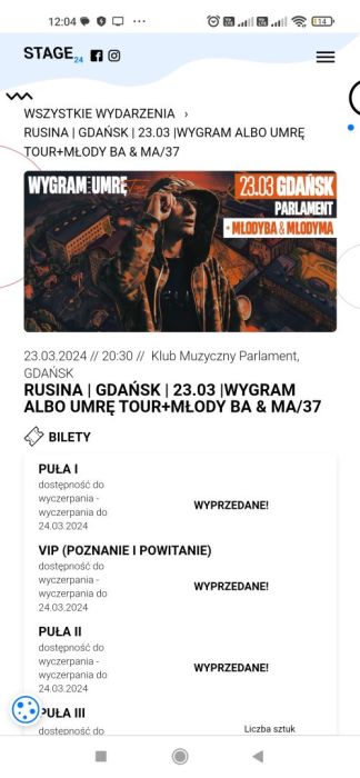 Bilet koncert Rusina 23.03 Klub Parlament