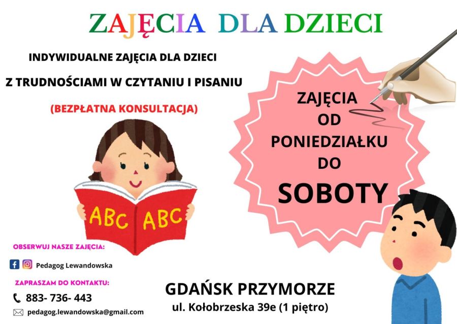 Korepetycje- nauka czytania i pisania dla dzieci/ Teraz także w Soboty