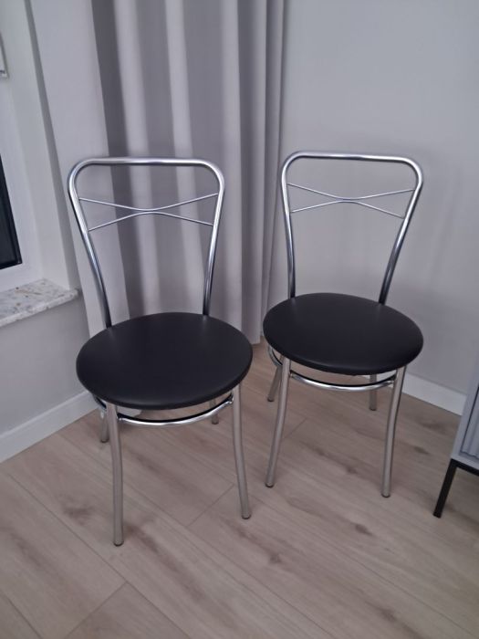 krzesło czarno-srebrne, 2 szt