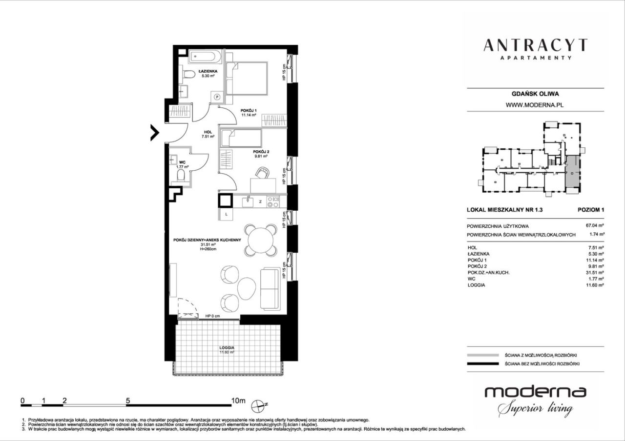 Apartament 3 pokoje Antracyt Gdańsk Oliwa ul. Czyżewskiego: zdjęcie 93736332