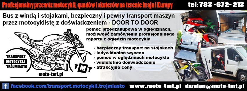Transport przewóz motocykli i quadów  Trójmiasto, cała Polska, Europa