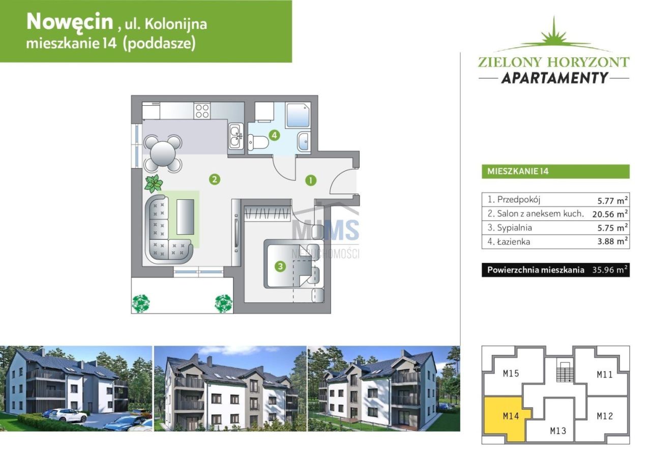 Zielony Horyzont. 2 pok. 36m2, balkon,Nowęcin-Łeba: zdjęcie 93898751