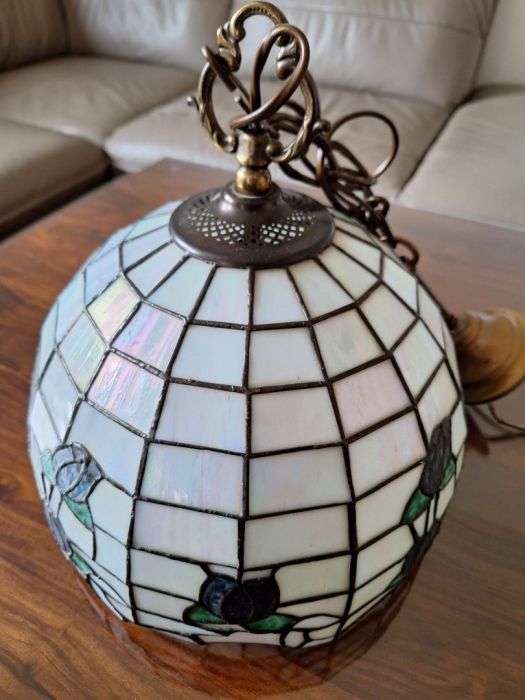 Lampa Tiffany witrażowa wisząca szklana żyrandol vintage retro