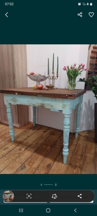 Stary stol wiejski drewniany przedwojenny ludowy