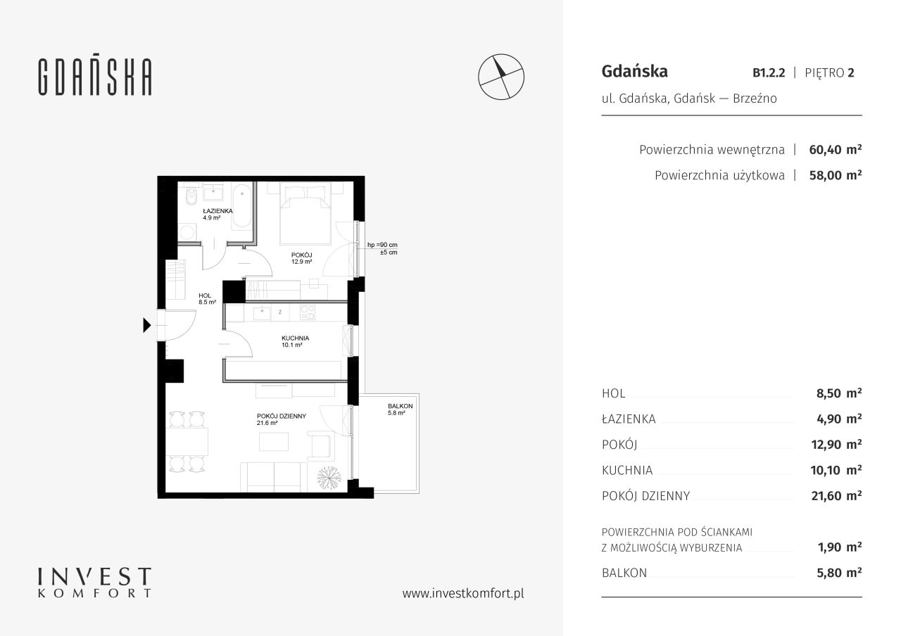 Mieszkanie Gdańsk Gdańska B1.2.2: zdjęcie 94599473