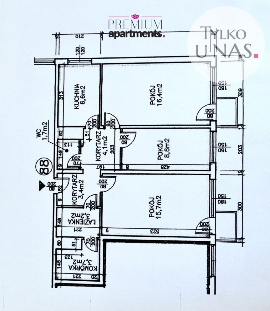 3-pokoje, 63,50 m2, balkon, piwnica, winda: zdjęcie 93957450