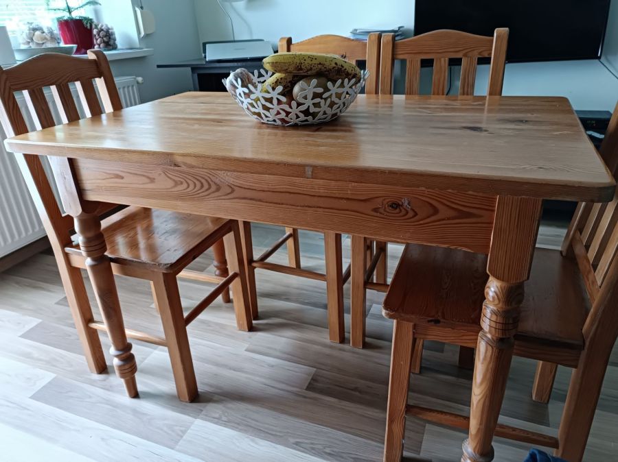 Drewniany solidny stół kpl tanio