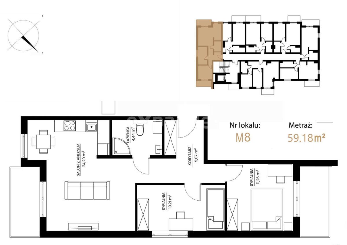 3 pokojowe mieszkanie na 1 piętrze, dwa balkony: zdjęcie 94009800
