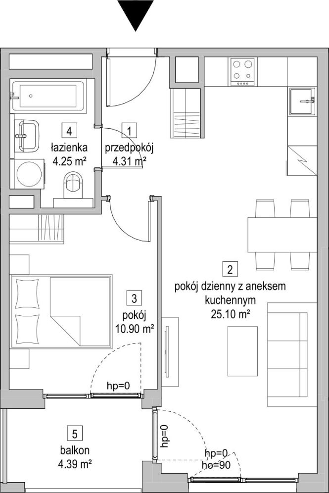 Symbioza Gdynia, mieszkanie A.2.5 44.6m<sup>2</sup> - ATAL: zdjęcie 94169123