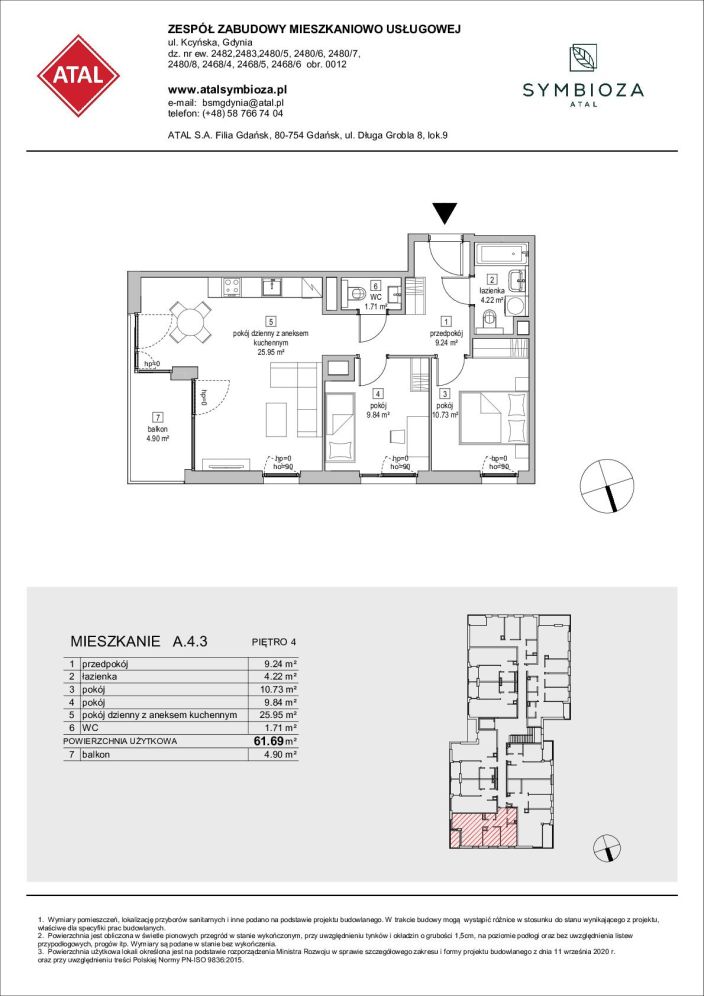 Symbioza Gdynia, mieszkanie A.4.3 61.7m<sup>2</sup> - ATAL: zdjęcie 94169630