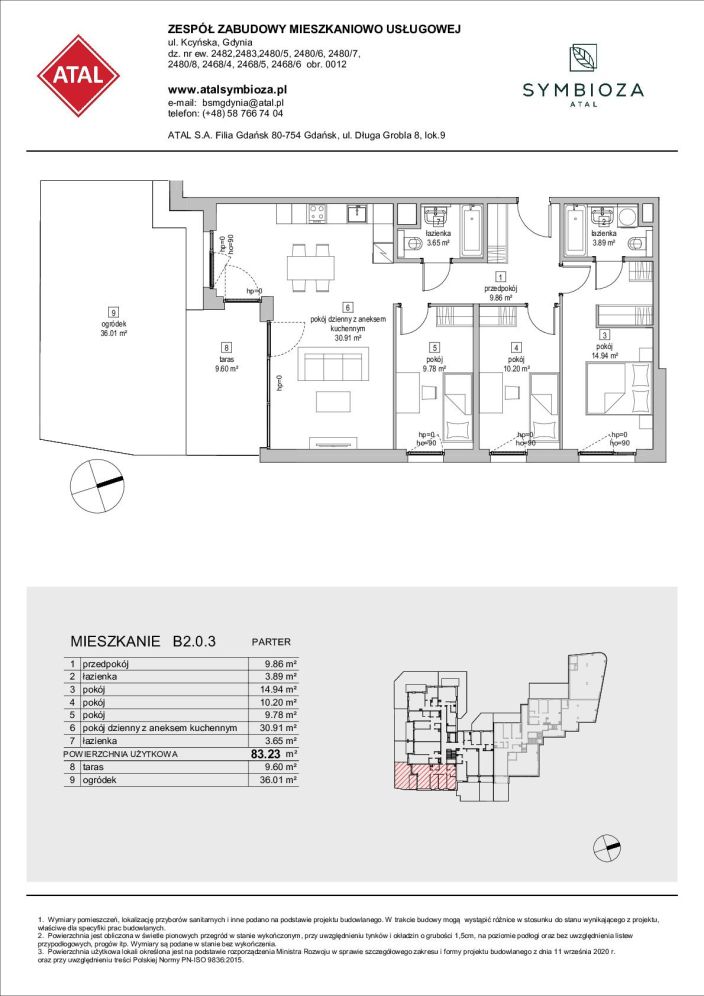 Symbioza Gdynia, mieszkanie B2.0.3 83.2m<sup>2</sup> - ATAL: zdjęcie 94171354