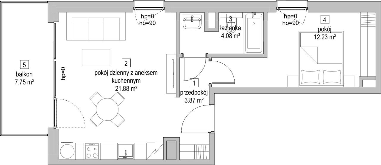 Symbioza Gdynia, mieszkanie B2.1.7 42.1m<sup>2</sup> - ATAL: zdjęcie 94171676