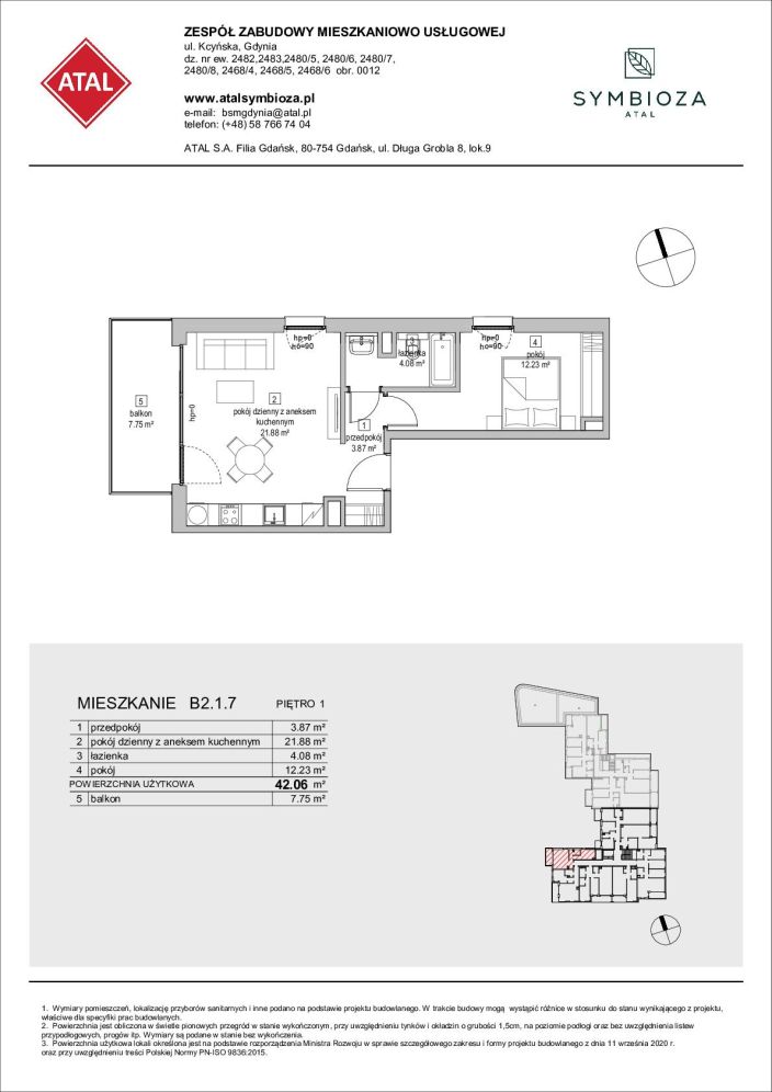 Symbioza Gdynia, mieszkanie B2.1.7 42.1m<sup>2</sup> - ATAL: zdjęcie 94171680