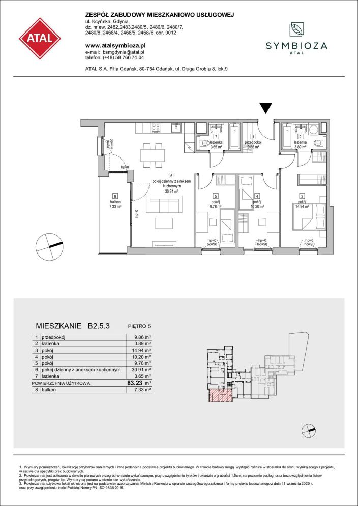 Symbioza Gdynia, mieszkanie B2.5.3 83.2m<sup>2</sup> - ATAL: zdjęcie 94172231