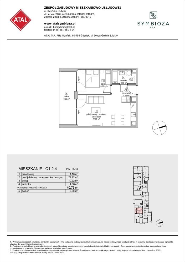 Symbioza Gdynia, mieszkanie C1.2.4 40.7m<sup>2</sup> - ATAL: zdjęcie 94172655