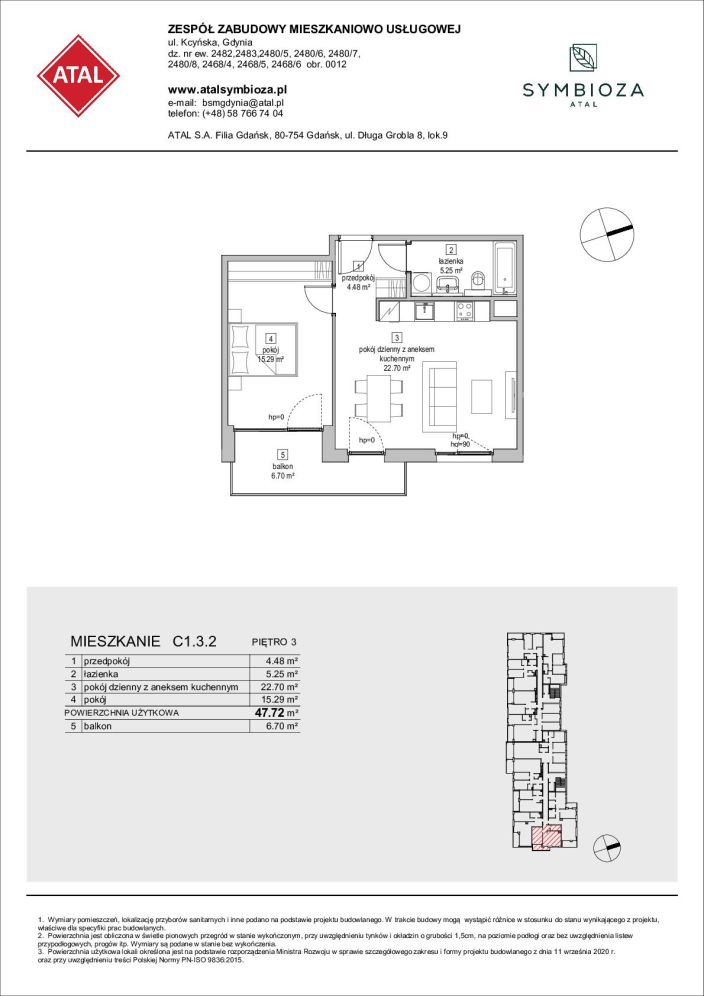 Symbioza Gdynia, mieszkanie C1.3.2 47.7m<sup>2</sup> - ATAL: zdjęcie 94172751