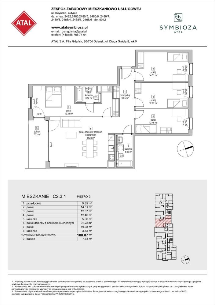 Symbioza Gdynia, mieszkanie C2.3.1 108.9m<sup>2</sup> - ATAL: zdjęcie 94173452