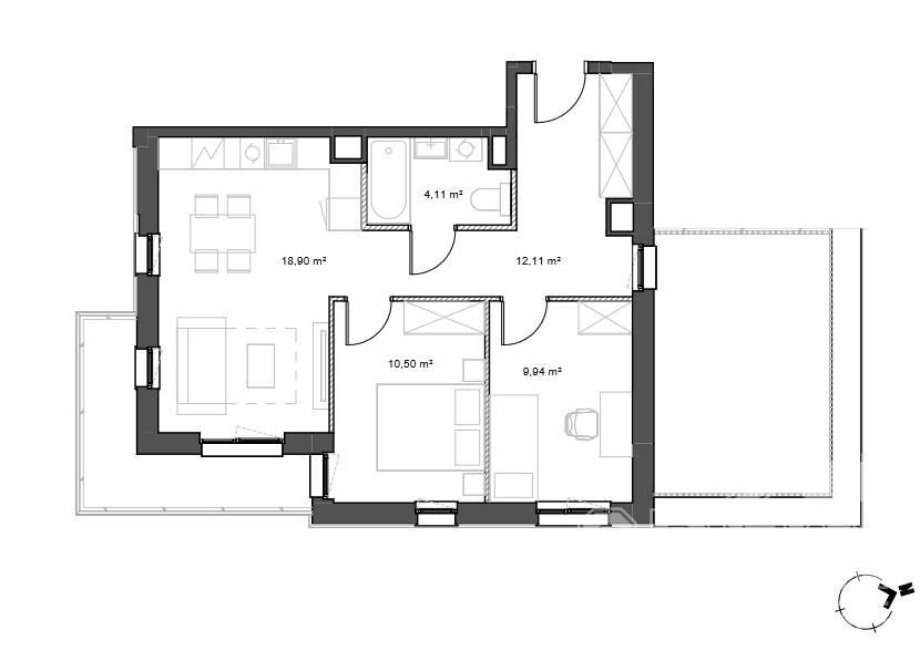 Nowoczesne mieszkanie w Rumi 57 m2 z dużym tarasem: zdjęcie 94264692