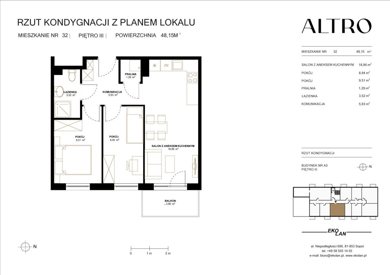 3 pokoje z pralnią i z ogrzewaniem podłogowym - budynek z rekreacją: zdjęcie 94791339