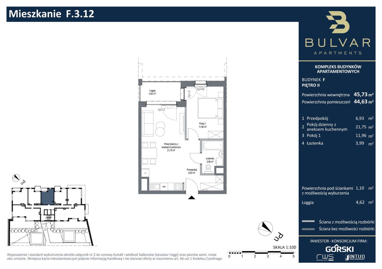 Apartament F.3.12, Bulvar Apartments 45,73 m²: zdjęcie 94486748