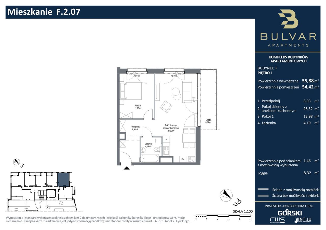 Apartament F.2.07, Bulvar Apartments 55,88 m²: zdjęcie 94486756