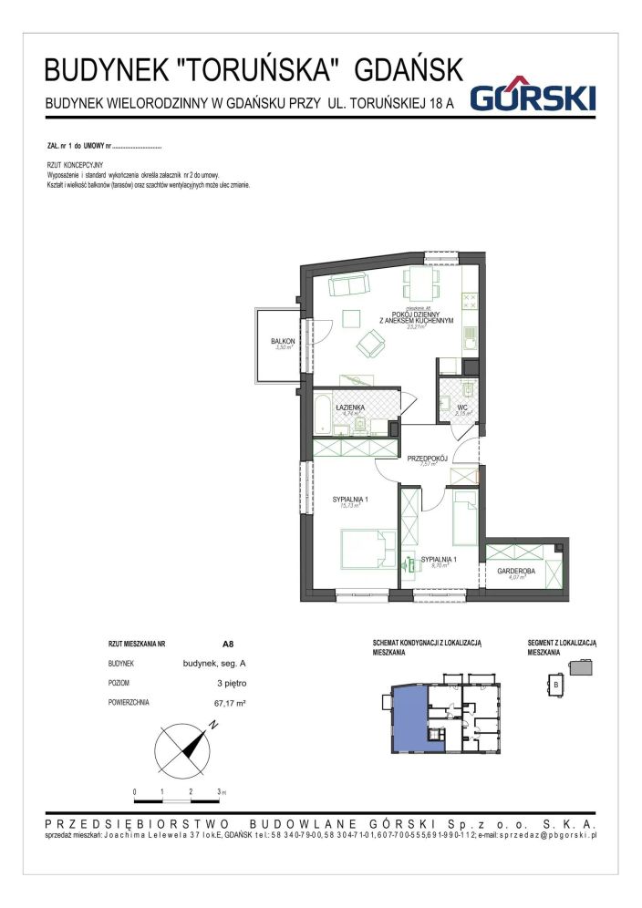 Mieszkanie A8, bud. 16, Toruńska 16, 67,17 m²: zdjęcie 94487029