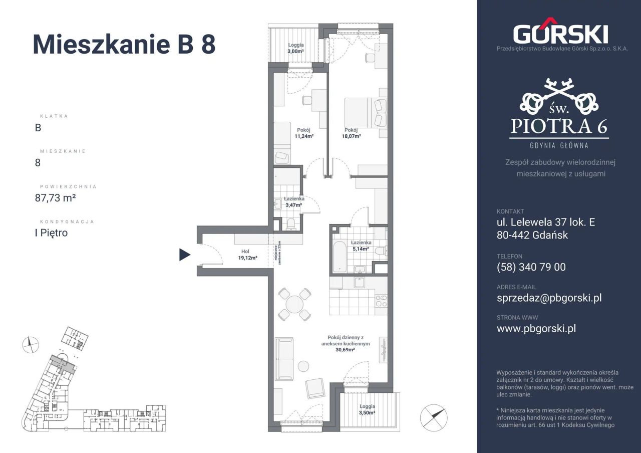 Mieszkanie B8, bud. B, Św. Piotra, 87,73 m²: zdjęcie 94487046