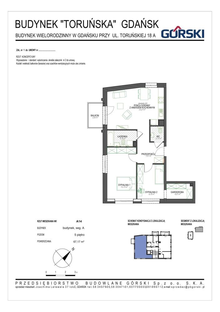 Mieszkanie A14, bud. 16, Toruńska 16, 67,17 m²: zdjęcie 94487068