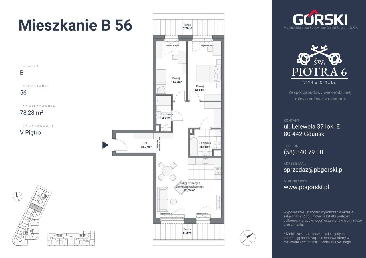 Mieszkanie B56, bud. B, Św. Piotra, 78,28 m²: zdjęcie 94487078