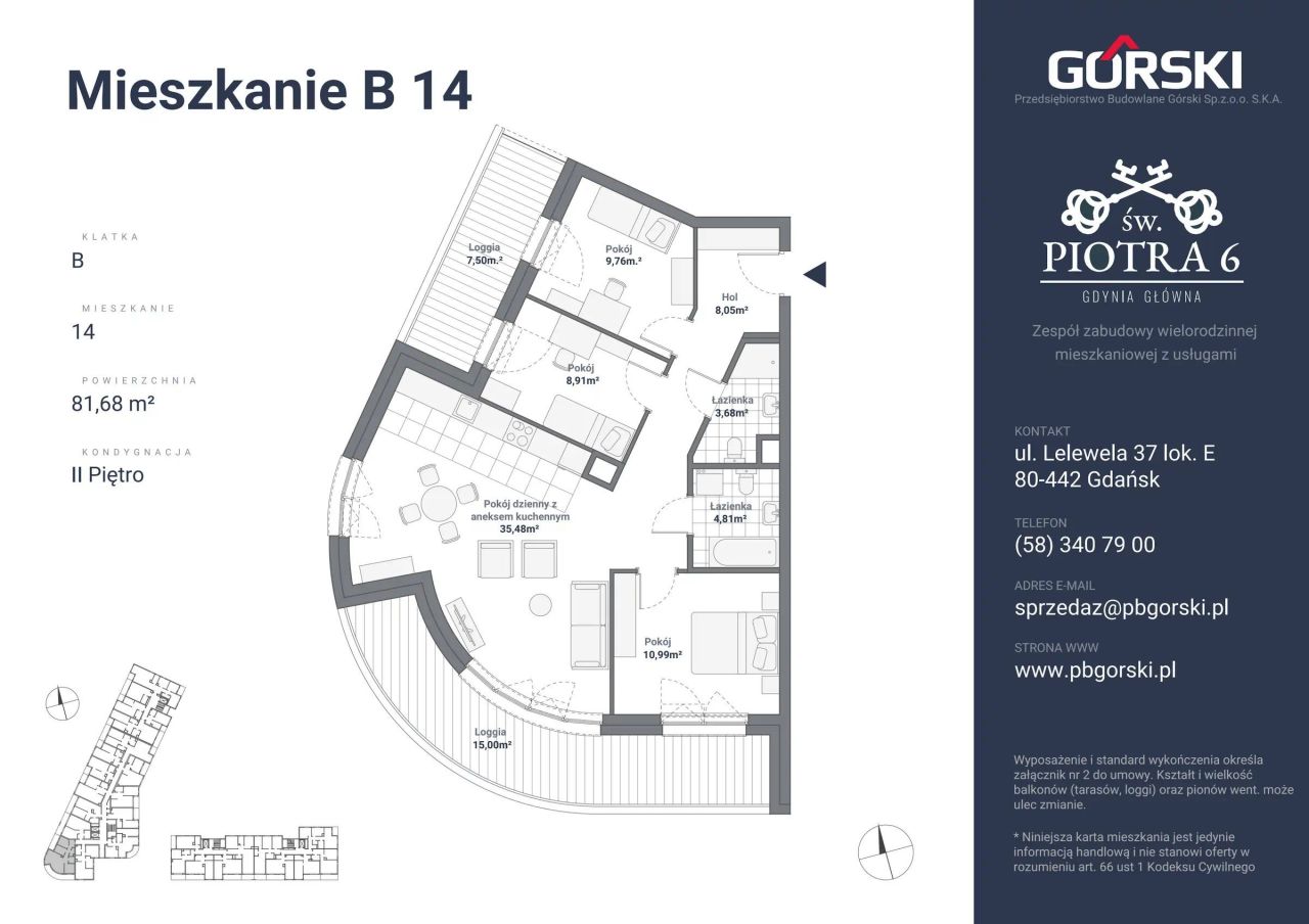 Mieszkanie B14, bud. B, Św. Piotra, 81,68 m²: zdjęcie 94487083