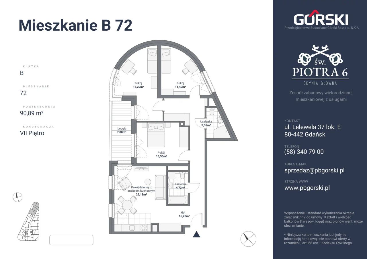 Mieszkanie B72, bud. B, Św. Piotra, 90,89 m²: zdjęcie 94487088