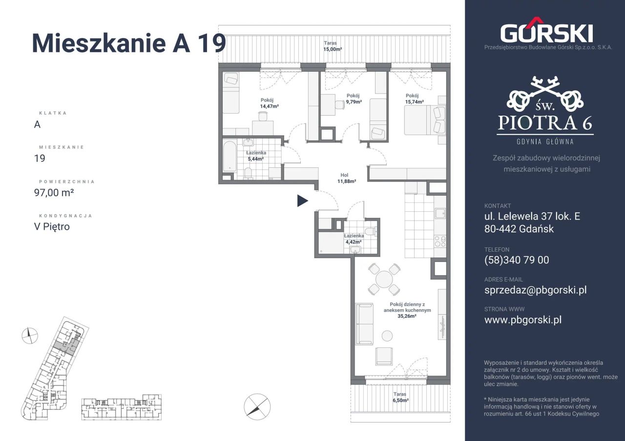 Mieszkanie A19, bud. A, Św. Piotra, 97 m²: zdjęcie 94487113