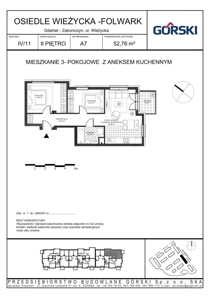 Mieszkanie A7, bud. 11, Wieżycka Folwark, 52,76 m²: zdjęcie 94487134