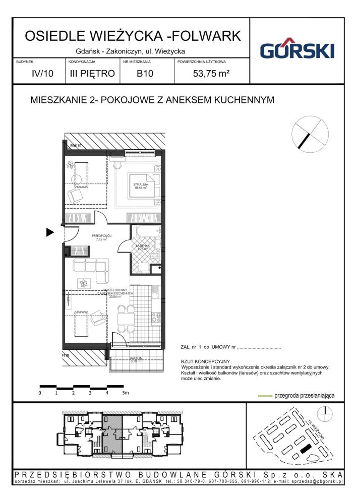 Mieszkanie B10, bud. 10, Wieżycka Folwark, 53,75 m²: zdjęcie 94487149