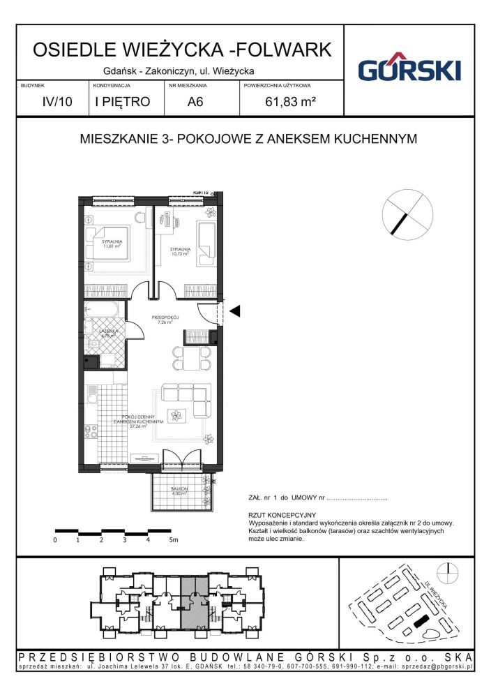 Mieszkanie A6, bud. 10, Wieżycka Folwark, 61,83 m²: zdjęcie 94487231