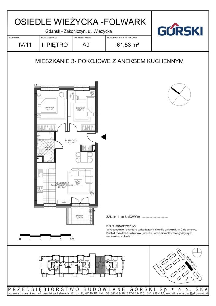 Mieszkanie A9, bud. 11, Wieżycka Folwark, 61,53 m²: zdjęcie 94487238