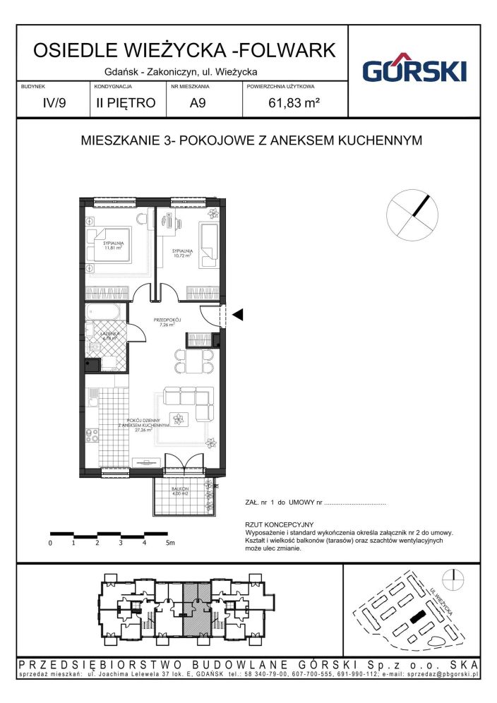 Mieszkanie A9, bud. 9, Wieżycka Folwark, 61,83 m²: zdjęcie 94487241