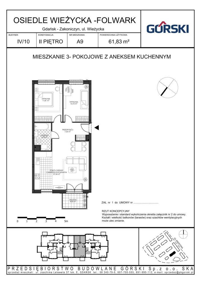 Mieszkanie A9, bud. 10, Wieżycka Folwark, 61,83 m²: zdjęcie 94487247