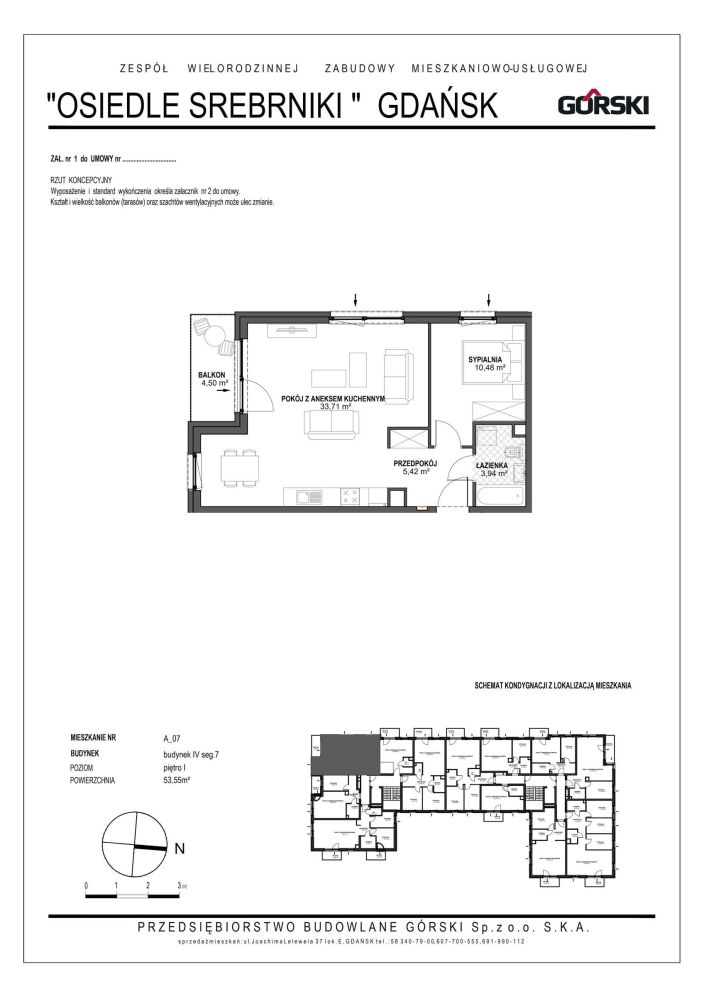 Mieszkanie A7, bud. 4 segment 7, Osiedle Srebrniki, 53,55 m²: zdjęcie 94487357