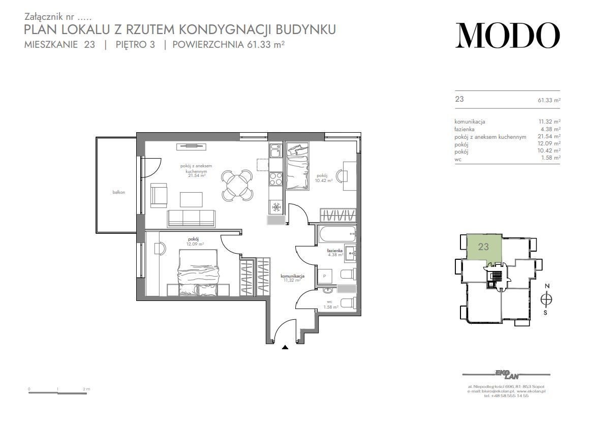 Mieszkanie 3 pok. _ 61,33 m2: zdjęcie 94566974