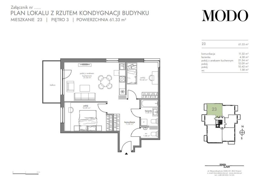 Mieszkanie 3 pok. _ 61,33 m2